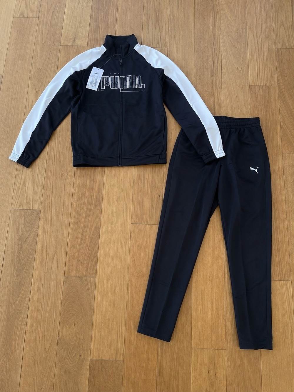 NWT Puma Kids 2-Piece Tracksuit Black White Size M 11–12Y